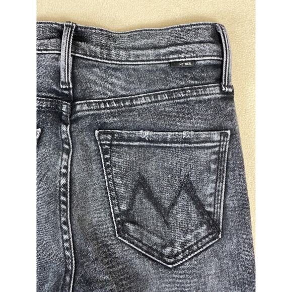 Mother Jeans Womens 24 Black The Runaway Flared Raw Hem Leg Stretch Slim Fit - Picture 12 of 14